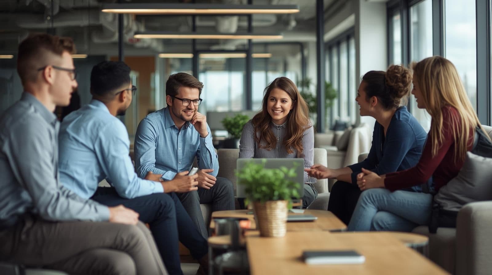 Modern teams collaborating in a hybrid and people-first work environment